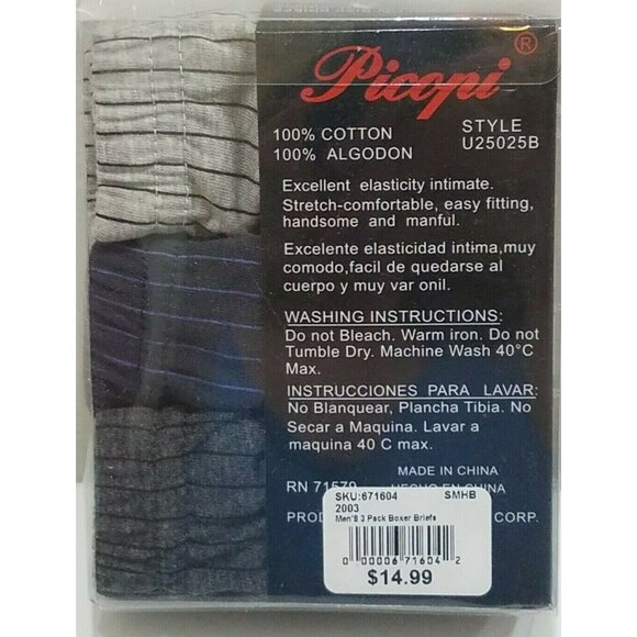 Picopi Men's Low-Rise Briefs 3 Pack Multi Color Stripe 100% Cotton Small New - Picture 3 of 4